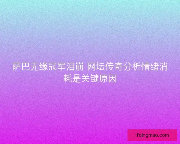 萨巴无缘冠军泪崩 网坛传奇分析情绪消耗是关键原因